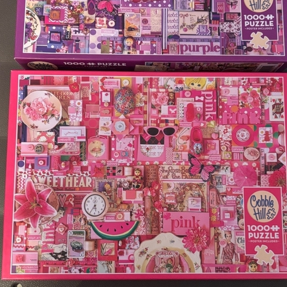 Lot Of 2 COBBLE HILL rainbow Series Puzzles 1000pc Complete Pink & Purple - Picture 3 of 4